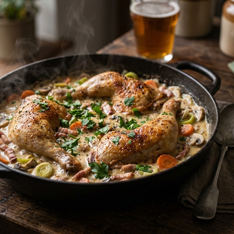 Hollandse kip met bier en spek recept