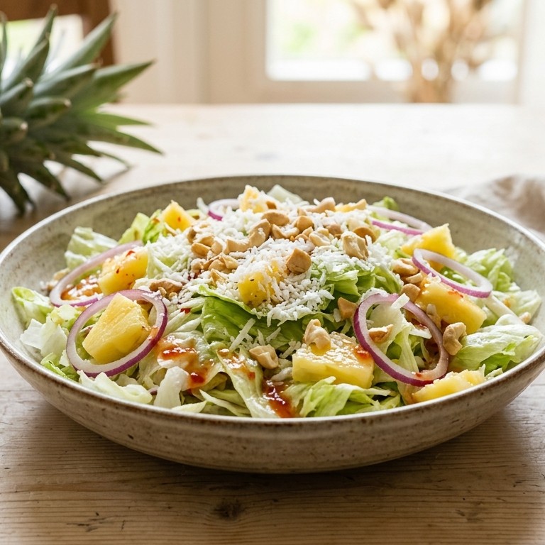 IJsbergsla met ananas en kokos recept
