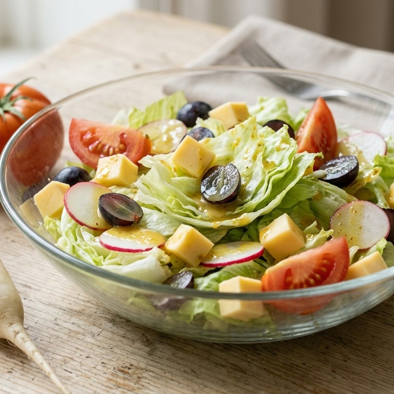 IJsbergsla met Edammer en druiven recept