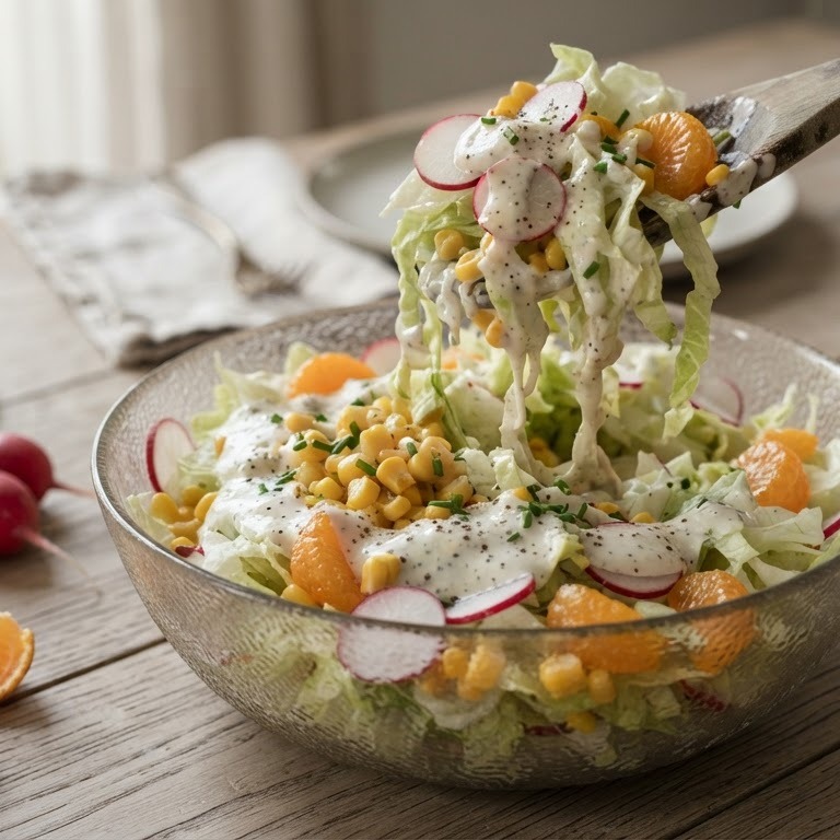 Ijsbergsla met yoghurtsaus recept
