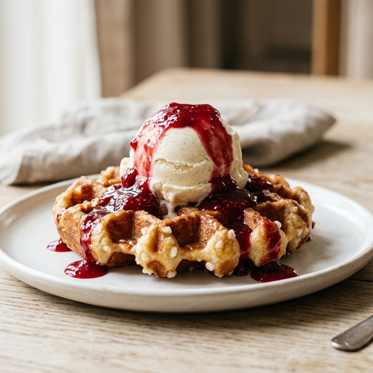ijswafel met frambozensaus recept