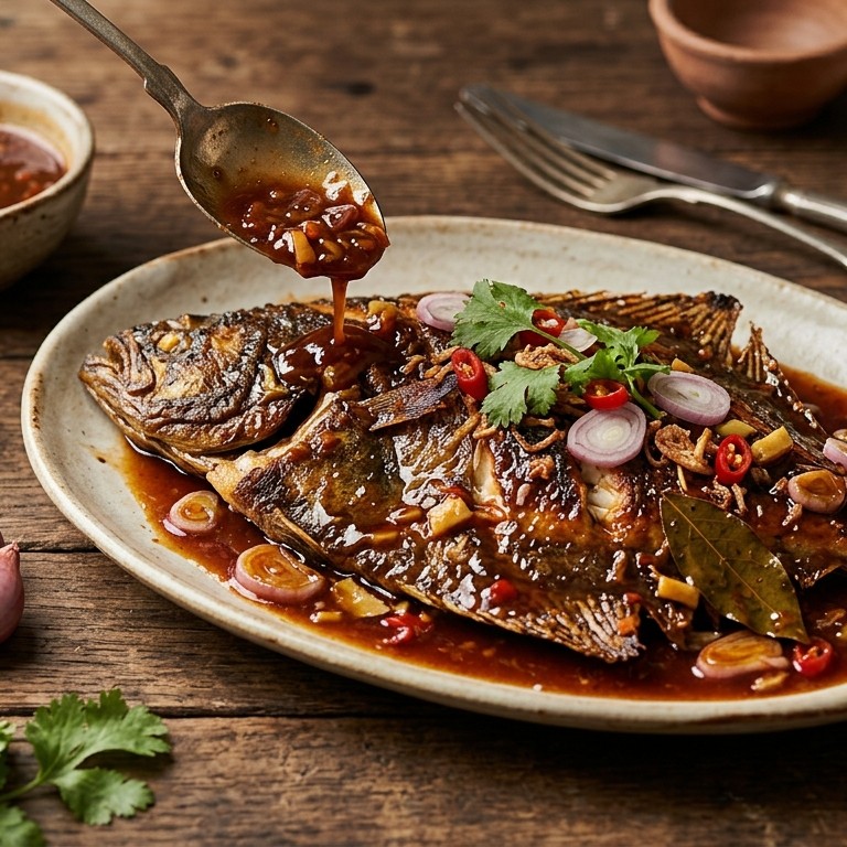Ikan asem manis (schol in stevige ketjapsaus) recept
