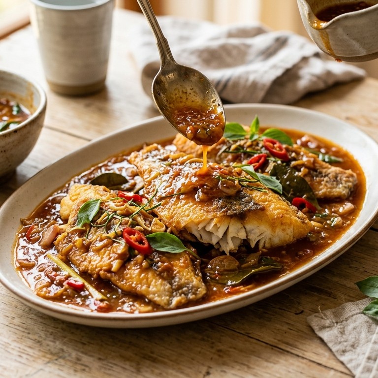 Ikan asem pedis (Gebakken vis met zoet zure saus) recept