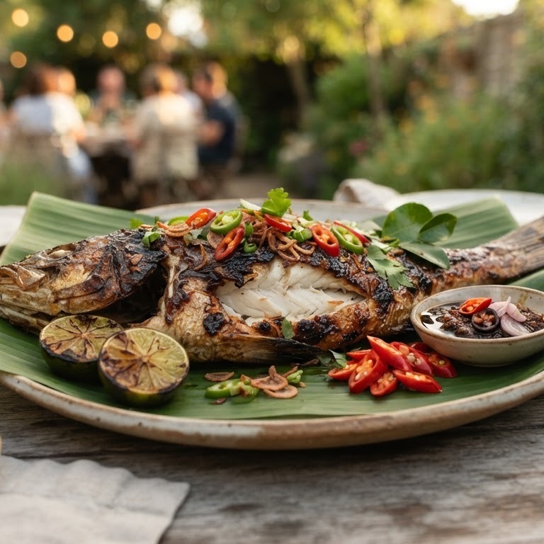 Ikan Bakar Ketjap (geroosterde zeebaars met ketjap saus) recept
