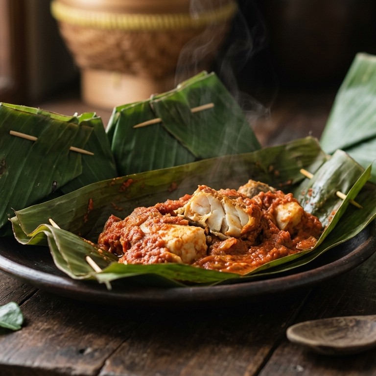 Ikan brengkes (gevulde bananenbladeren met vis, kruiden en kokosmelk) recept