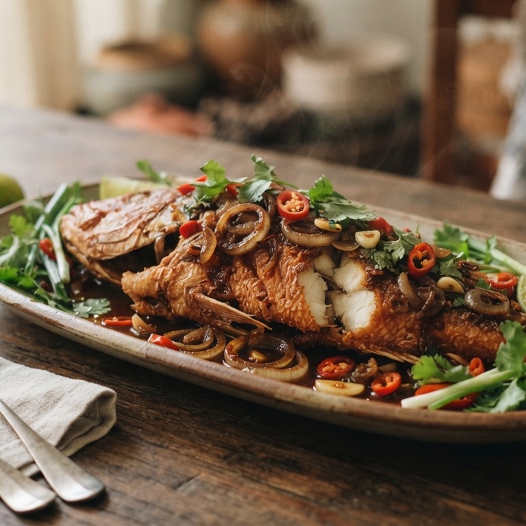 Ikan Cuka (Gebakken red snapper in pittige kruiden) recept
