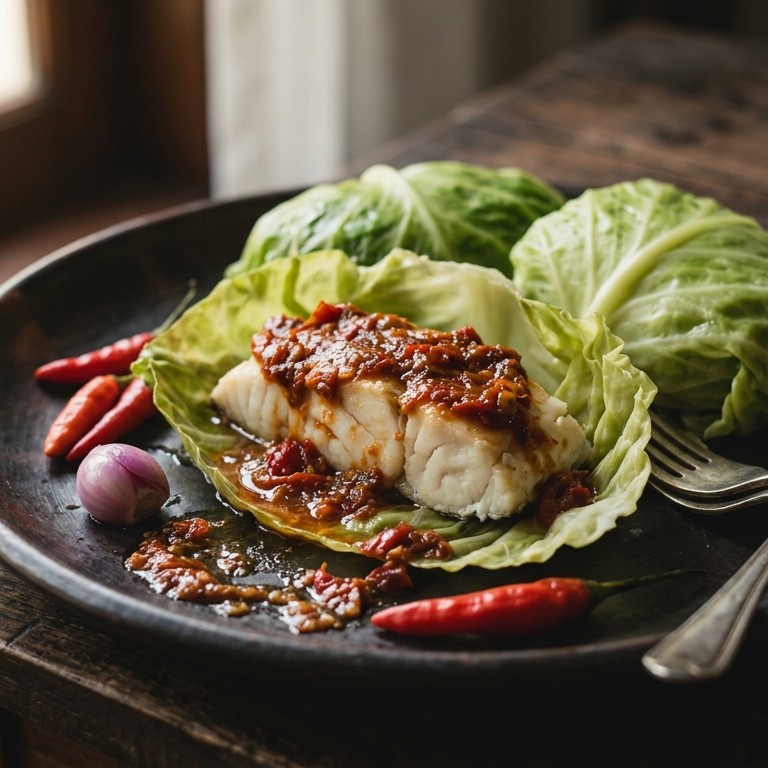 Ikan kubis (vispakketjes met kruiden en kool) recept