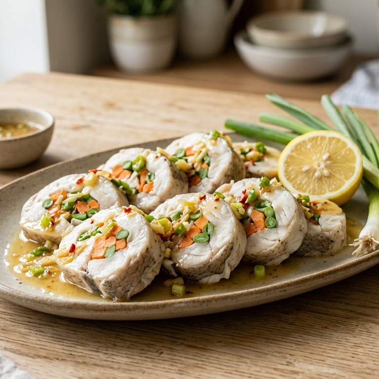 Ikan Sebelah Isi (rolletjes van vis en groente met botersausje) recept