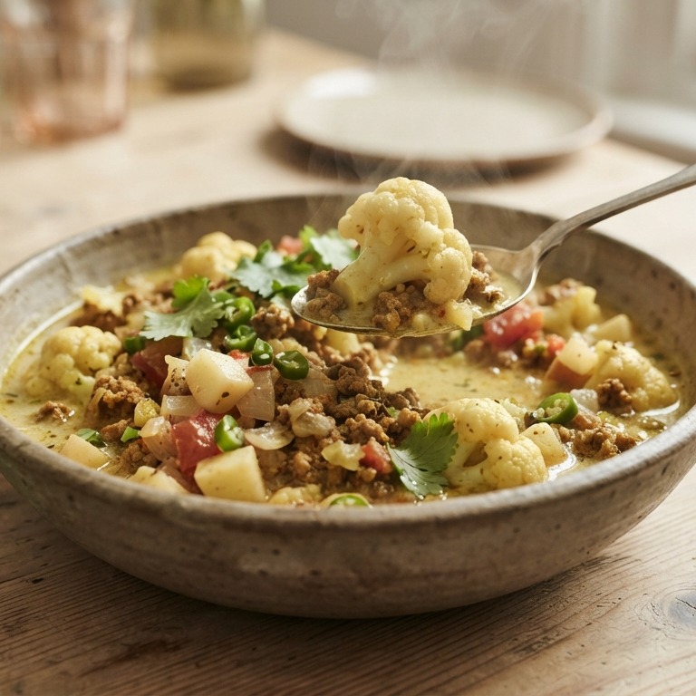 Indiase bloemkool met gehakt en appel recept