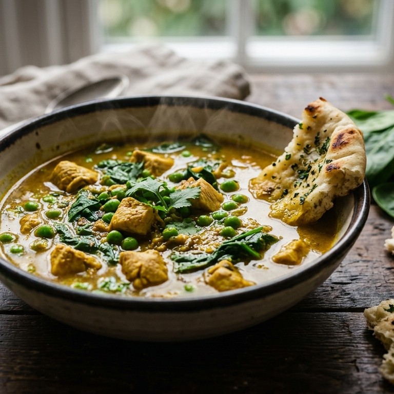 Indiase kippensoep met naanbrood recept
