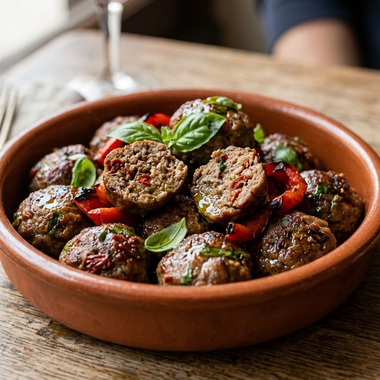 Italiaanse gehaktballetjes met gegrilde paprika recept