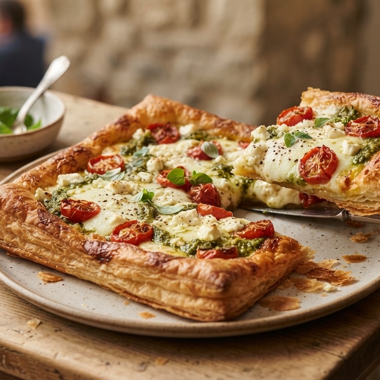 Italiaanse hartige taart met mozzarella-tomaten-pesto recept