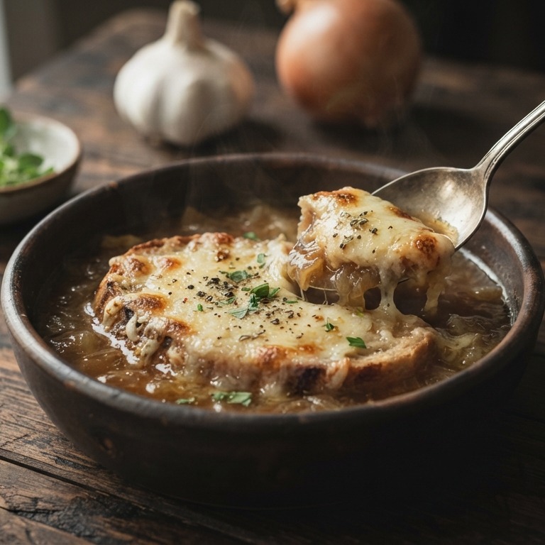 Italiaanse knoflook uiensoep recept