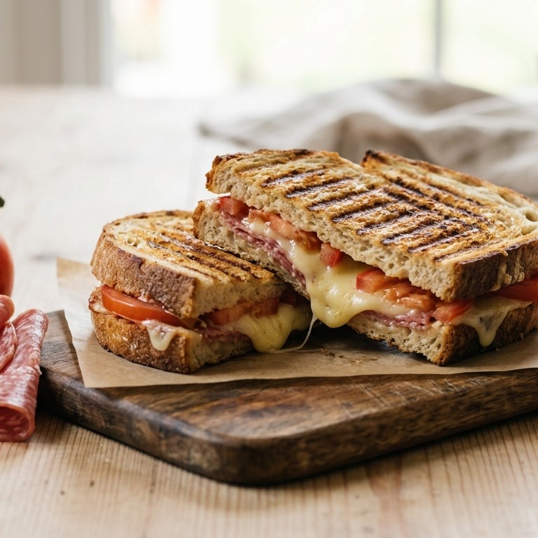 Italiaanse tosti met kaas, salami en tomaat recept