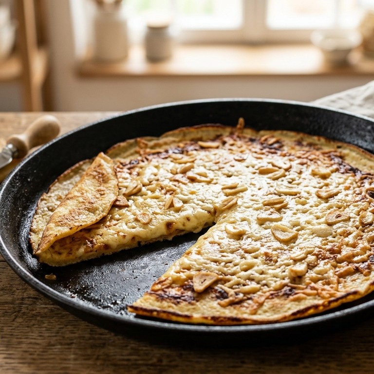 Kaas/knoflook pannekoek (low budget) recept
