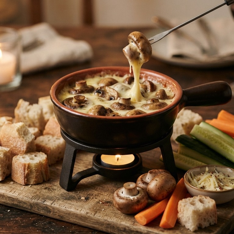 Kaasfondue met champignons recept