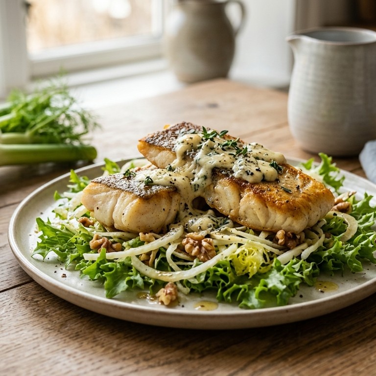 Kabeljauw gefruit met Danish Blue recept