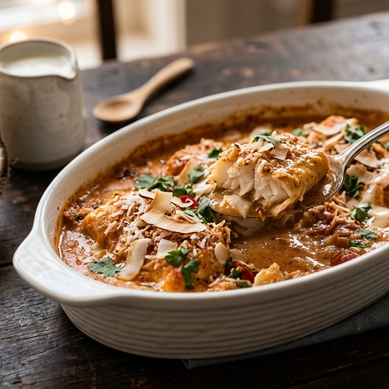 Kabeljauw in tomatenkokossaus recept