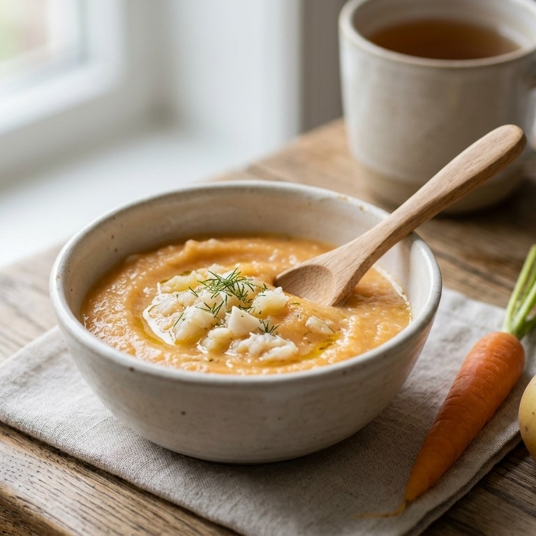 Kabeljauw met aardappelen en wortelen voor de baby vanaf 3.5 maanden recept