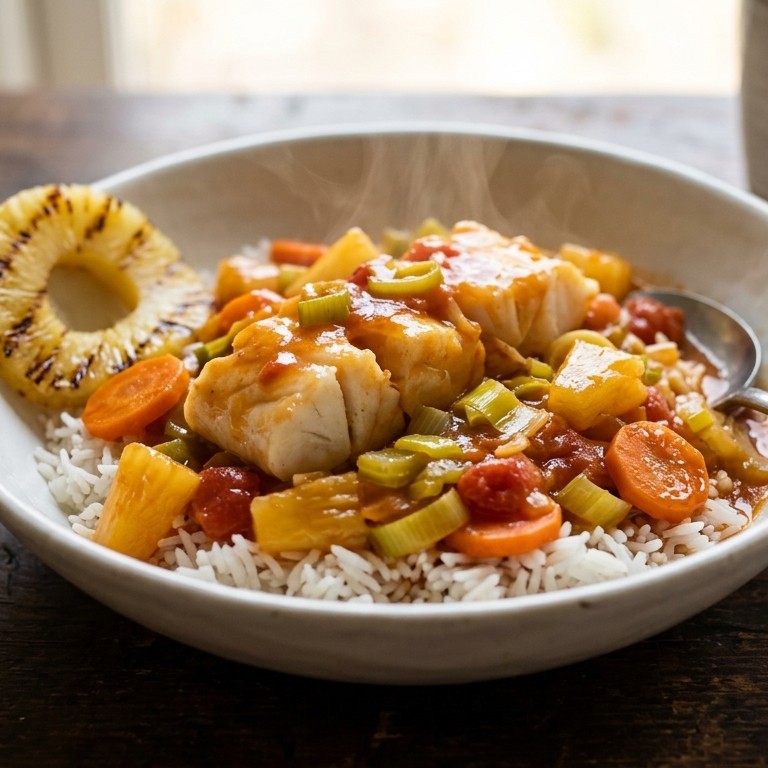 Kabeljauw met groente in zoetzure saus recept