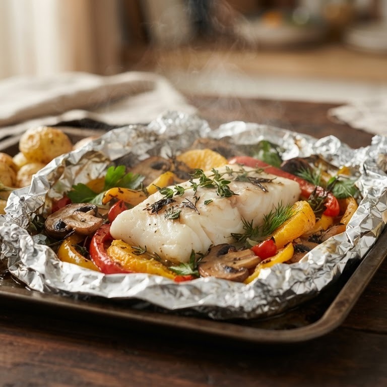 Kabeljauw met kruiden in folie uit de oven recept