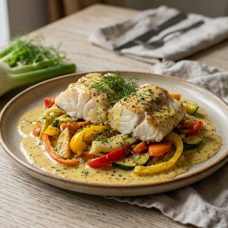 Kabeljauw met mosterdsaus recept