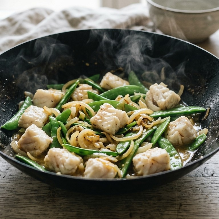 Kabeljauw met peultjes in de wok recept