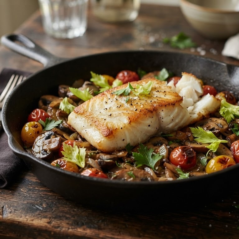 Kabeljauwfilet met champignons recept