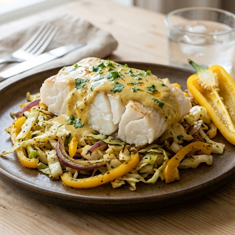Kabeljauwfilet met kerriesaus recept