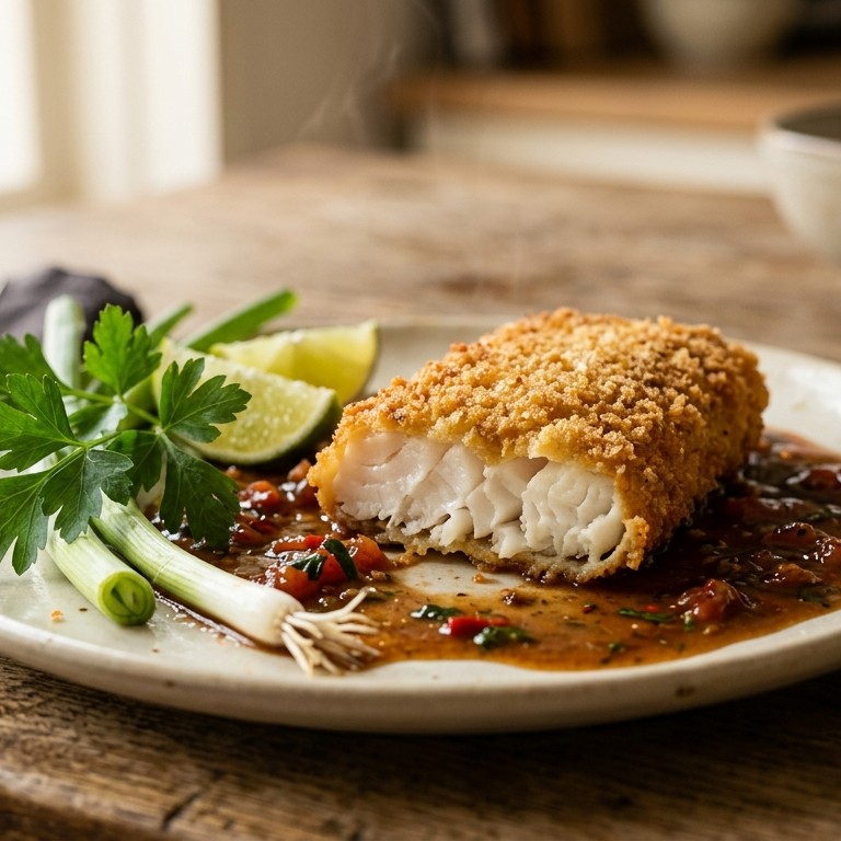 Kabeljauwfilet met tomatensaus, sojasaus en limoen recept