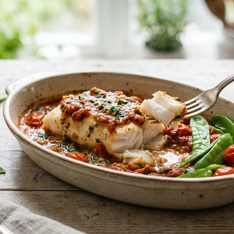 Kabeljauwfilet met tomatensaus recept