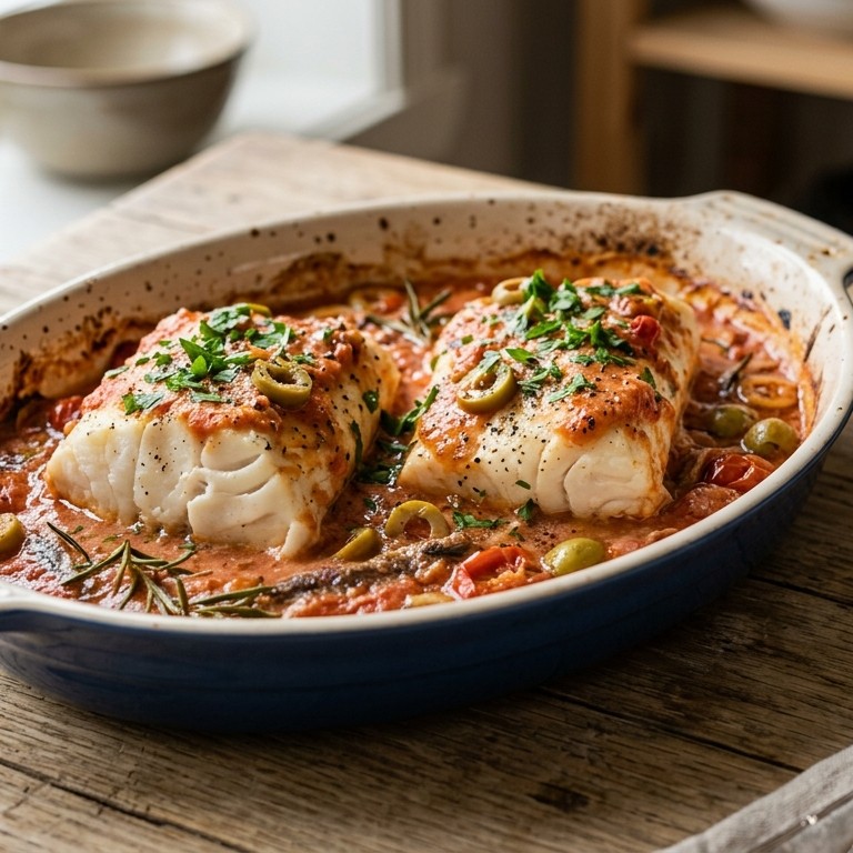 Kabeljauwschotel met tomaten-yoghurtsaus recept