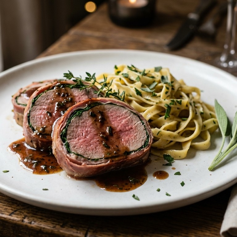 Kalfslende op zijn Italiaans met Marsalasaus en tagliatelle recept