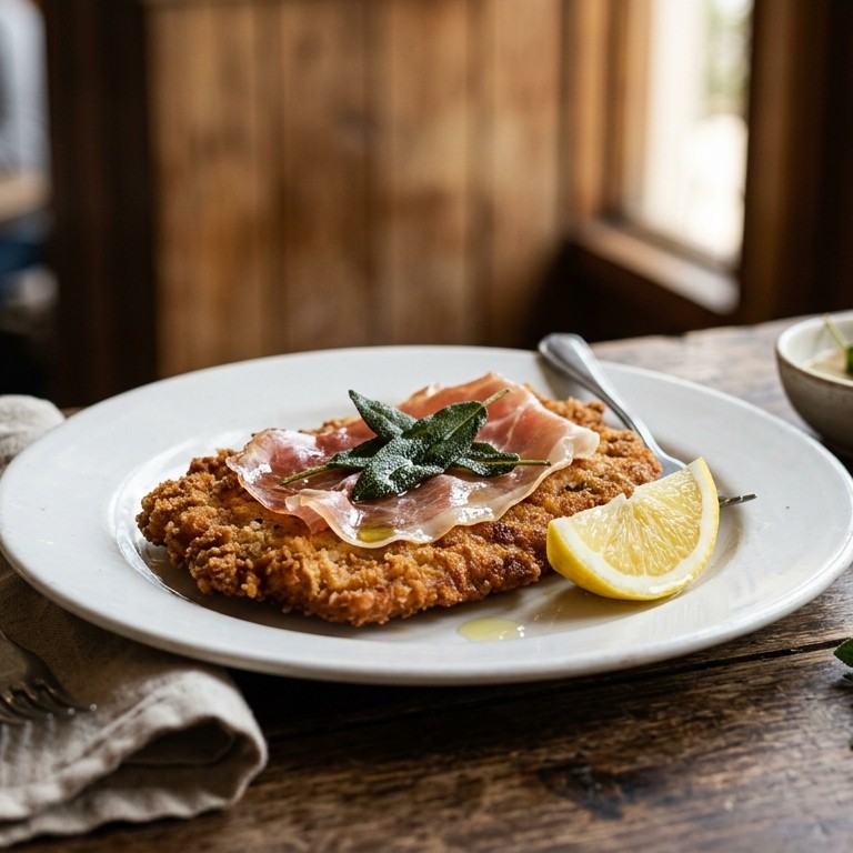 Kalfsschnitzel met parmaham en salieblaadjes recept