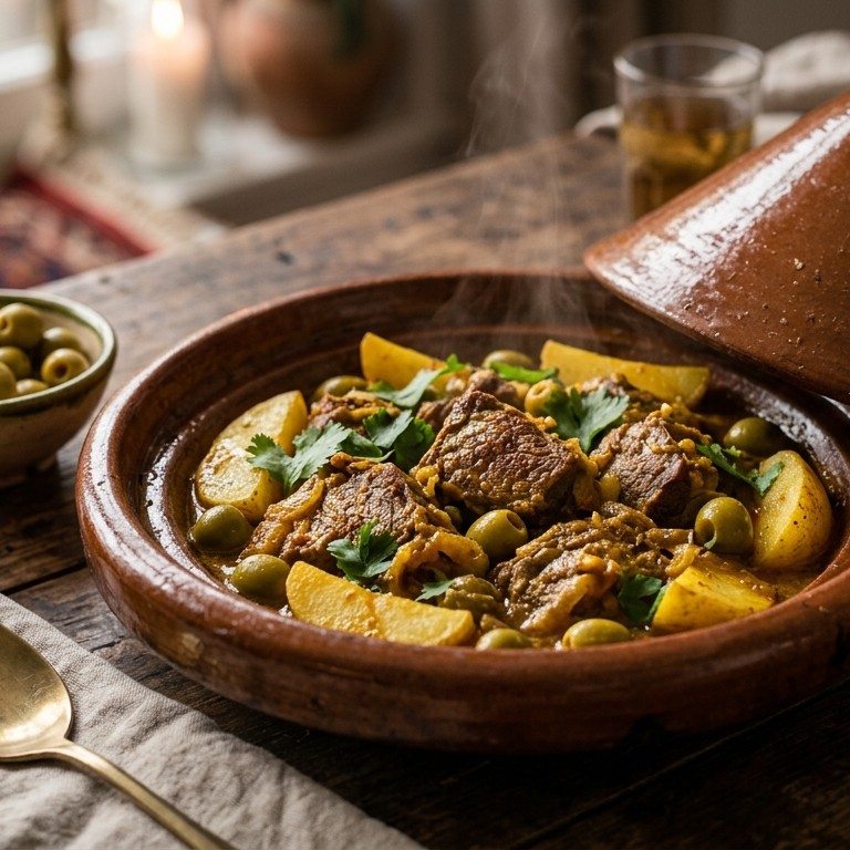 Kalfsvleestajine met aardappelen en olijven recept