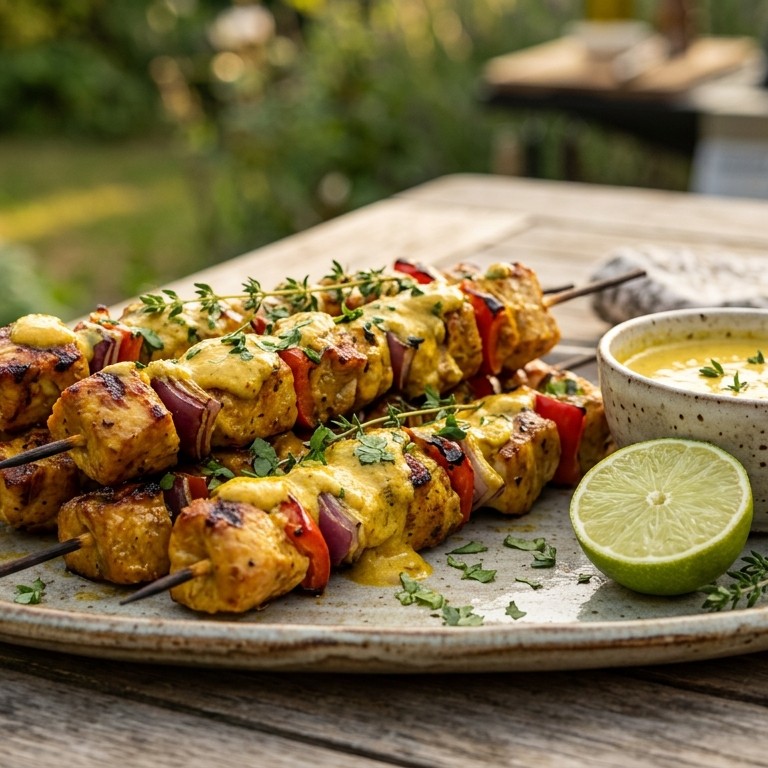 Kalkoenbrochettes met curry recept