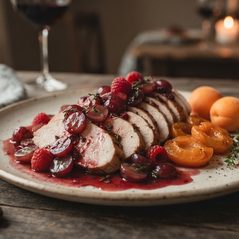 Kalkoenfilet met druiven-frambozensaus recept