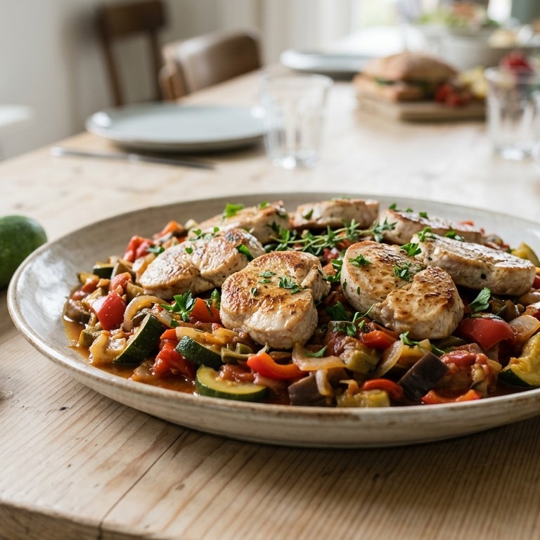Kalkoenmedaillons met ratatouille voor buffet recept