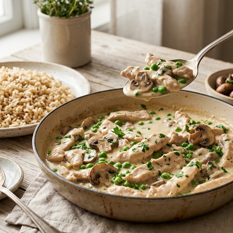 Kalkoenreepjes in roomsaus recept