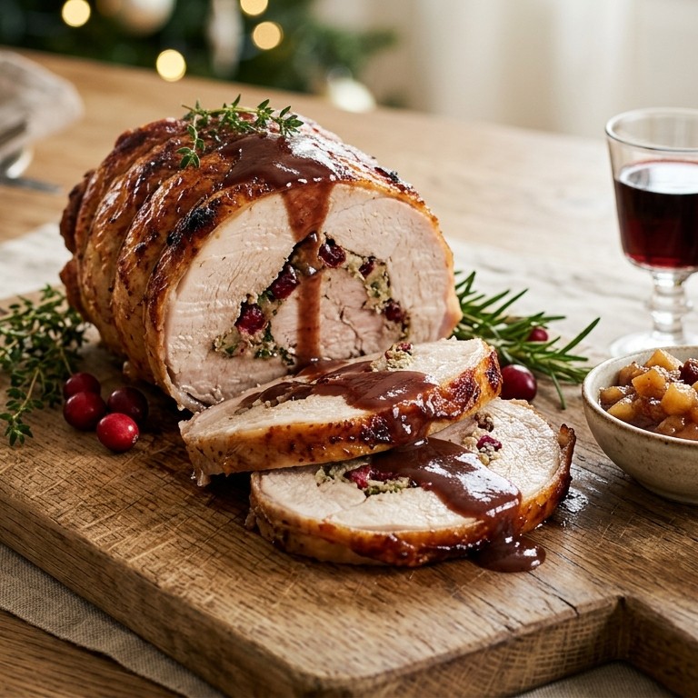 Kalkoenrollade met portsaus en appelchutney recept