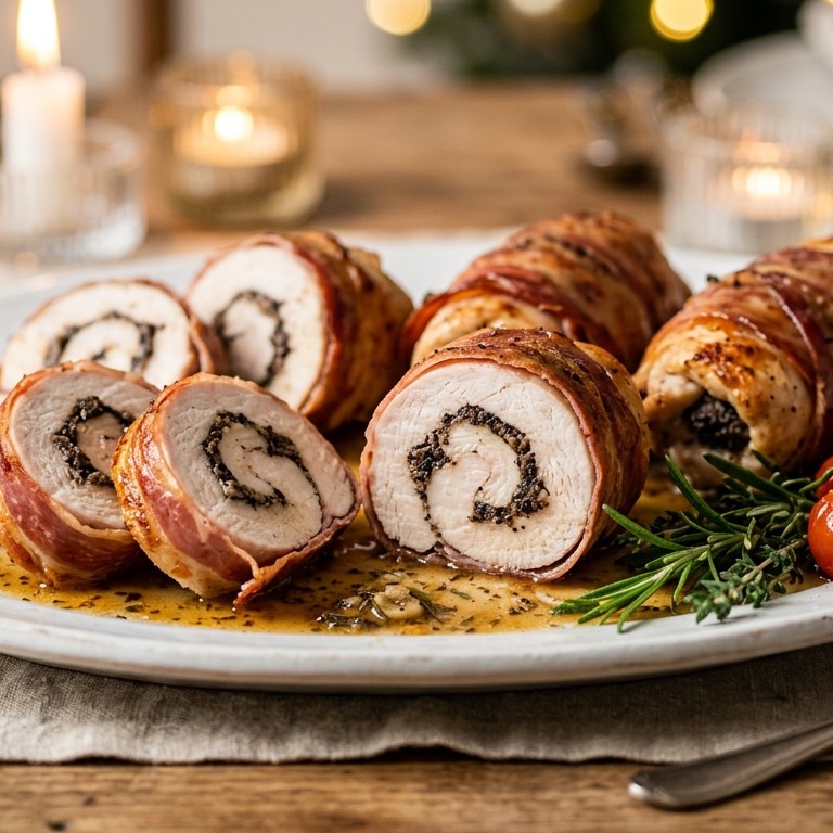 Kalkoenrolletjes met rauwe ham recept