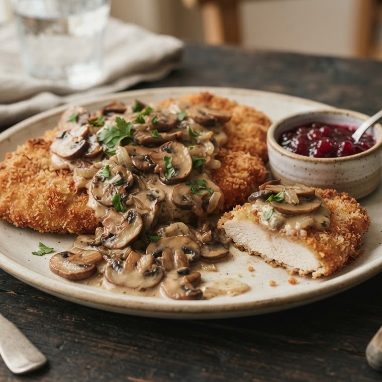Kalkoenschnitzels met champignonssaus recept