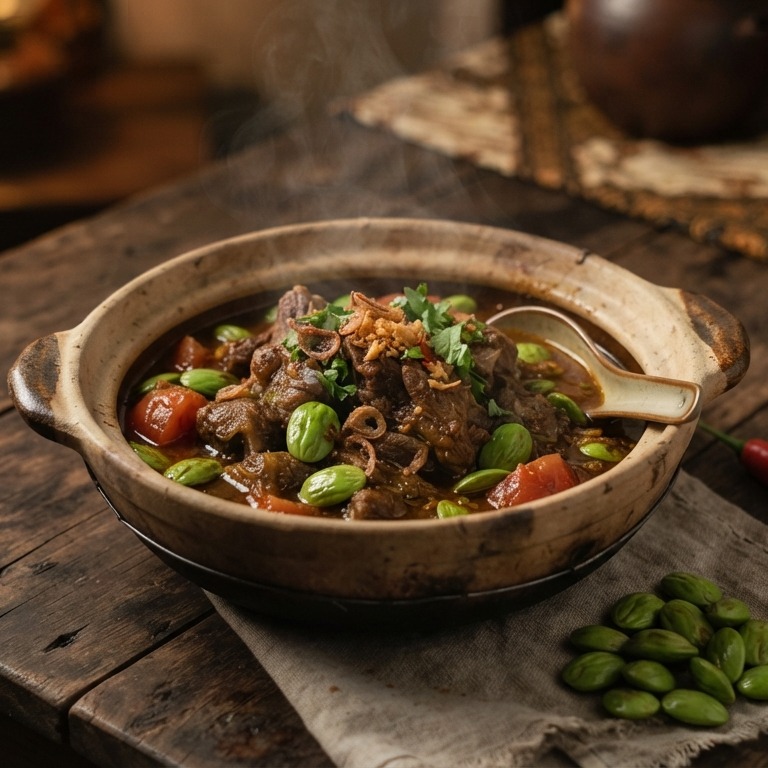 Kambing masak peteh (gestoofd geiten vlees in pittige saus) recept