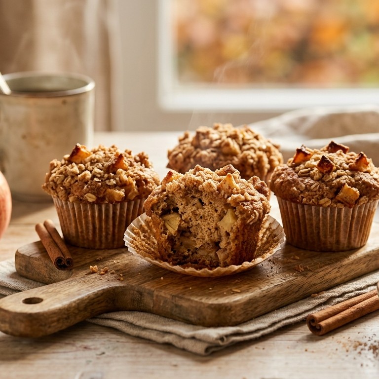 Kaneel-kruimelmuffins met stukjes appel recept