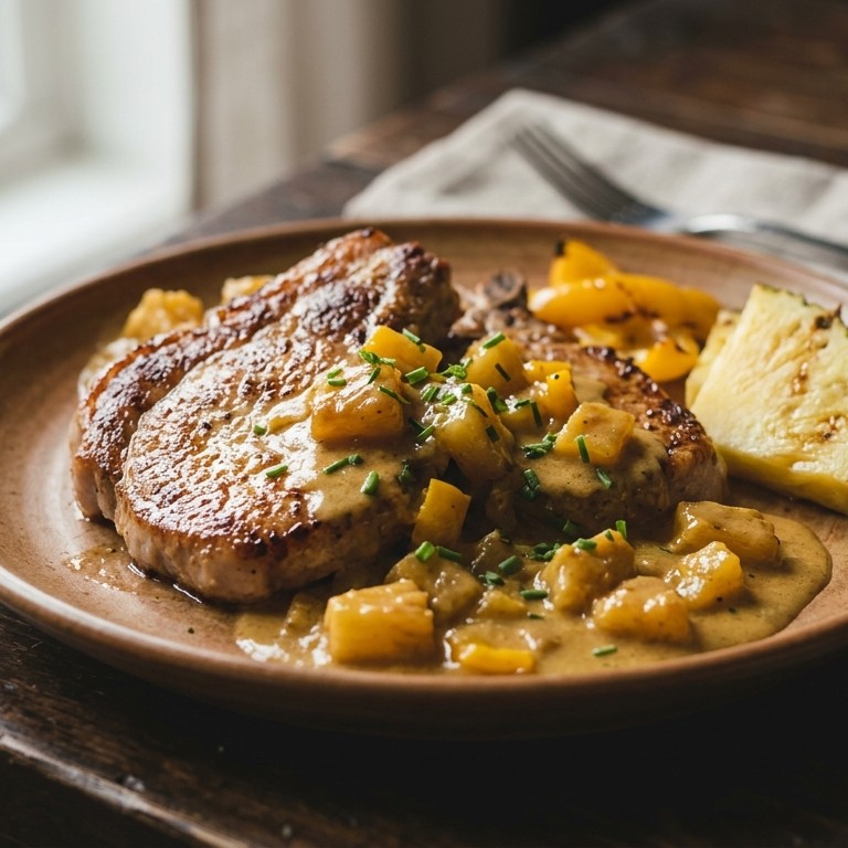 Karbonade met ananas-kerriesaus recept