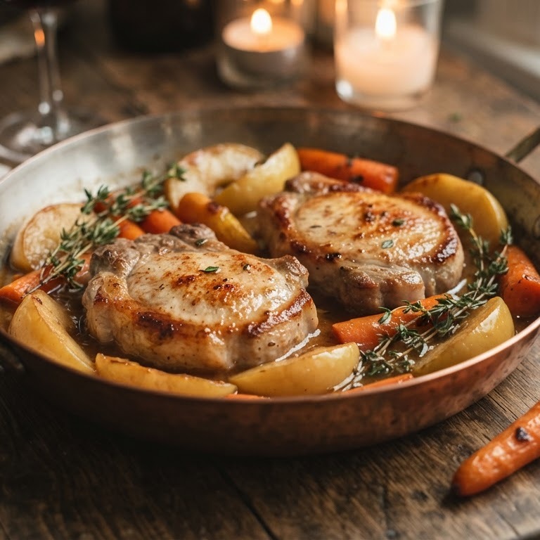 Karbonades met appel in cognac recept