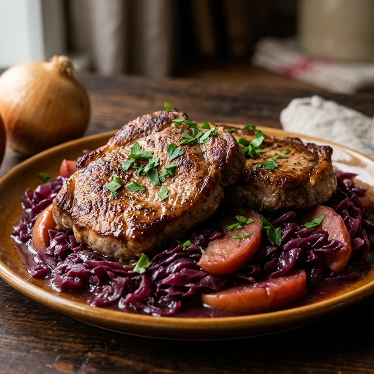 Karbonades met rode kool en appeltjes recept
