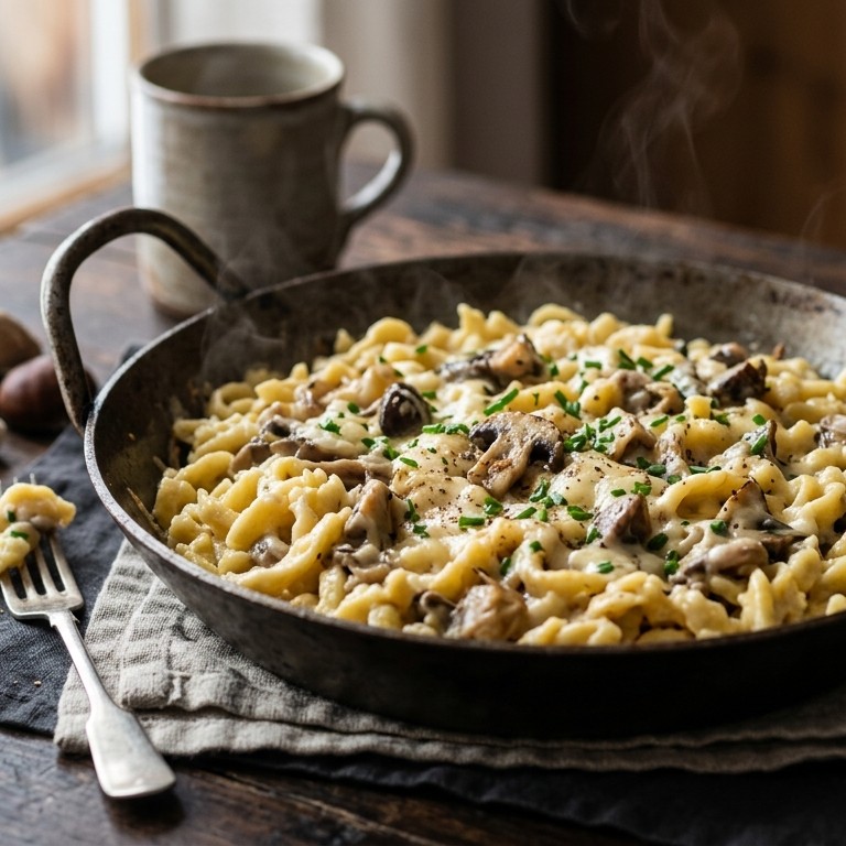 Käse-champignon spätzle recept