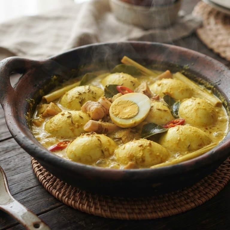 Kerrie Benggala Telor (eieren in kerriesaus) recept