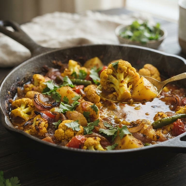 Kerrie bloemkool/aardappel recept